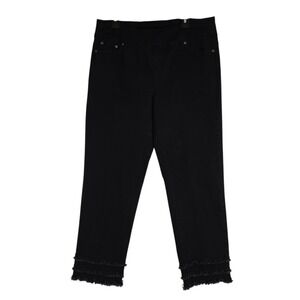 Slim-Sation Pull On Jeans Womens 14 Cropped Ankle Fit Stretch Denim Solid Black